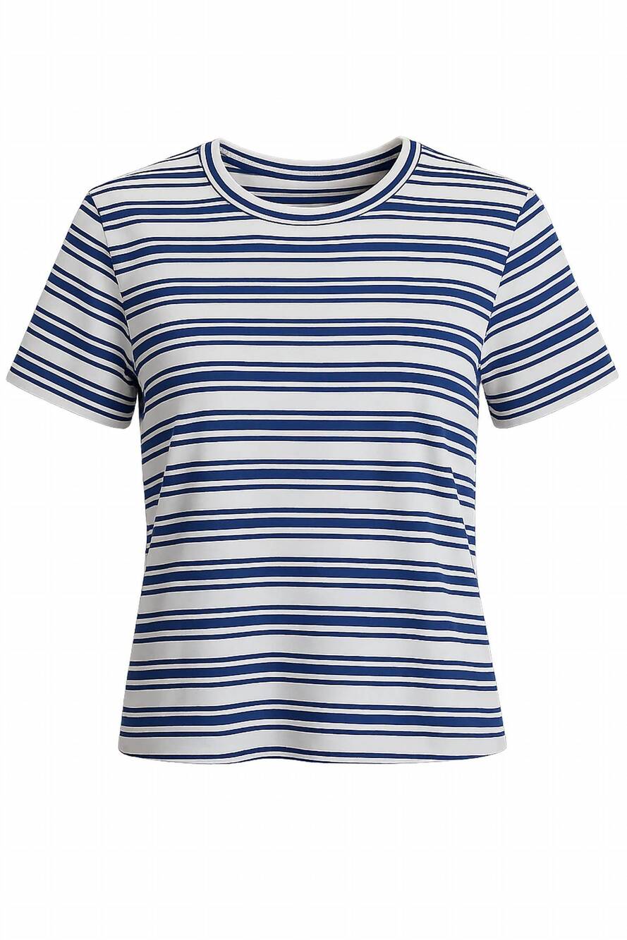 NEW ANOTHER LOVE women's shyama crew neck shirt in navy/ white